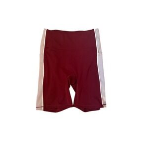 Cotton On Body Womens Burgundy Biker Shorts High Waisted Pockets Size M Maroon